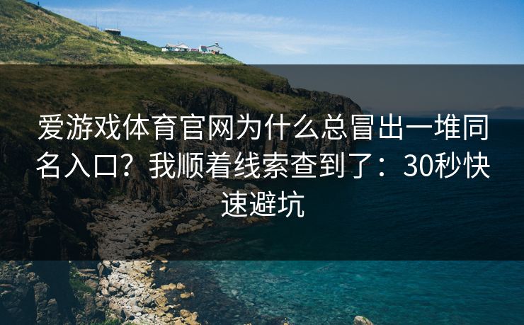 爱游戏体育官网为什么总冒出一堆同名入口?我顺着线索查到了:30秒快速避坑