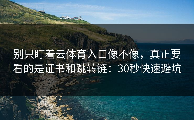 别只盯着云体育入口像不像，真正要看的是证书和跳转链：30秒快速避坑