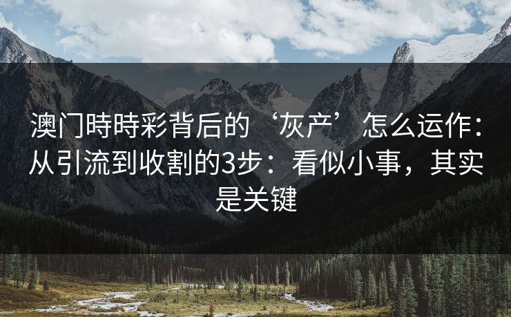 澳门時時彩背后的‘灰产’怎么运作：从引流到收割的3步：看似小事，其实是关键